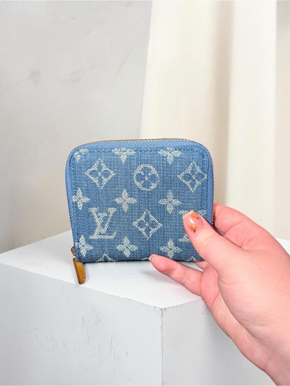 Blue denim monogram design Zip Wallet